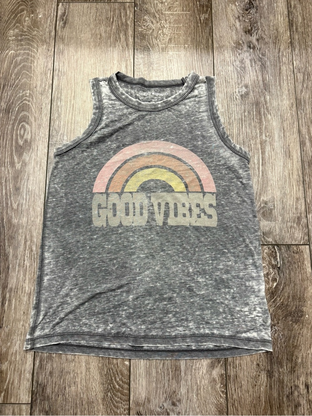 Lucky Brand ‘Good Vibes' Burn Out Tank Top- Size XS